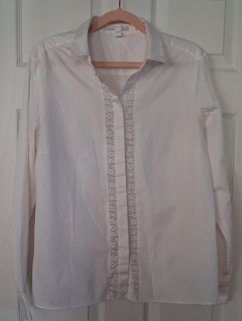 Hugo Boss White Lace-Trim Long Sleeve Shirt